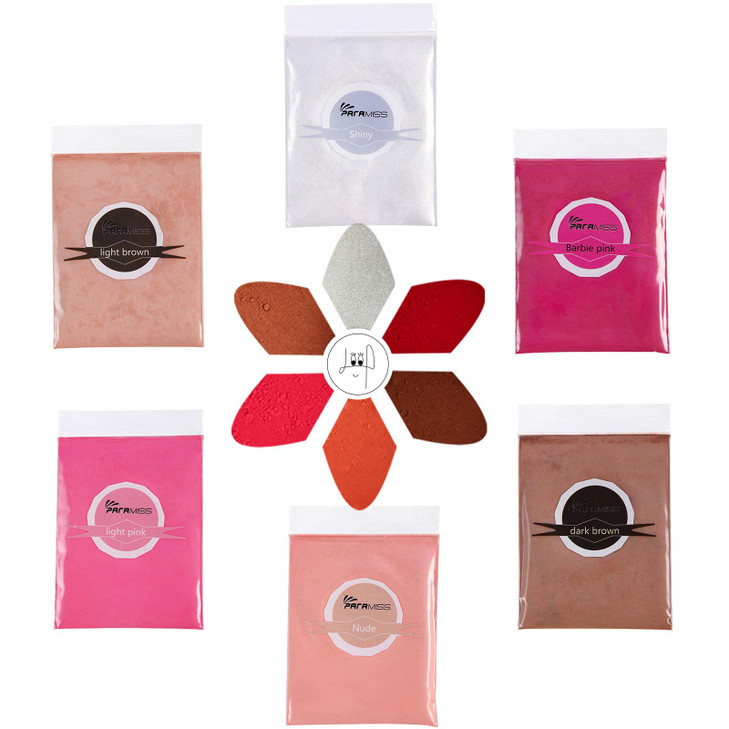 PARAMISS Lip Gloss Pigment Powder Natural Lip Dye 5 Colors x 10G and White Metallic Shimmer Pearl Glitter Pigment Powder