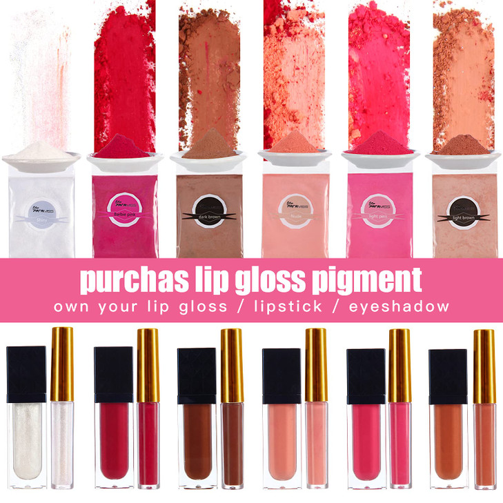 PARAMISS Lip Gloss Pigment Powder Natural Lip Dye 5 Colors x 10G and White Metallic Shimmer Pearl Glitter Pigment Powder