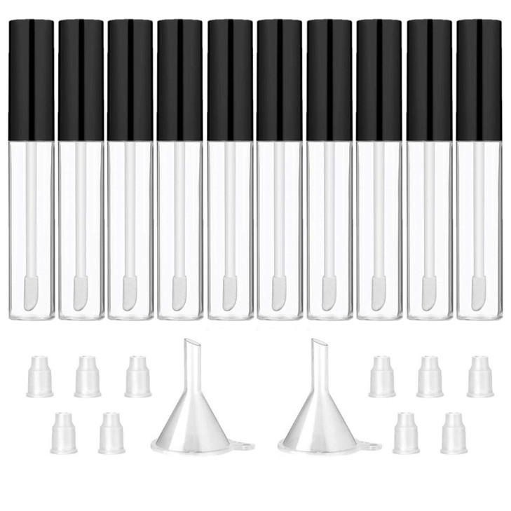 GTHER 10PCS 10ML Empty Lip Gloss Containers Tube with Wand Refillable Lip Balm Bottles Lipstick Sample Container and Fun