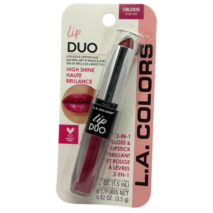 LA Colors Lip Gloss Lipstick Duo Moisturizes lips with natural color high Shine BLC826 Charmed by Unknown