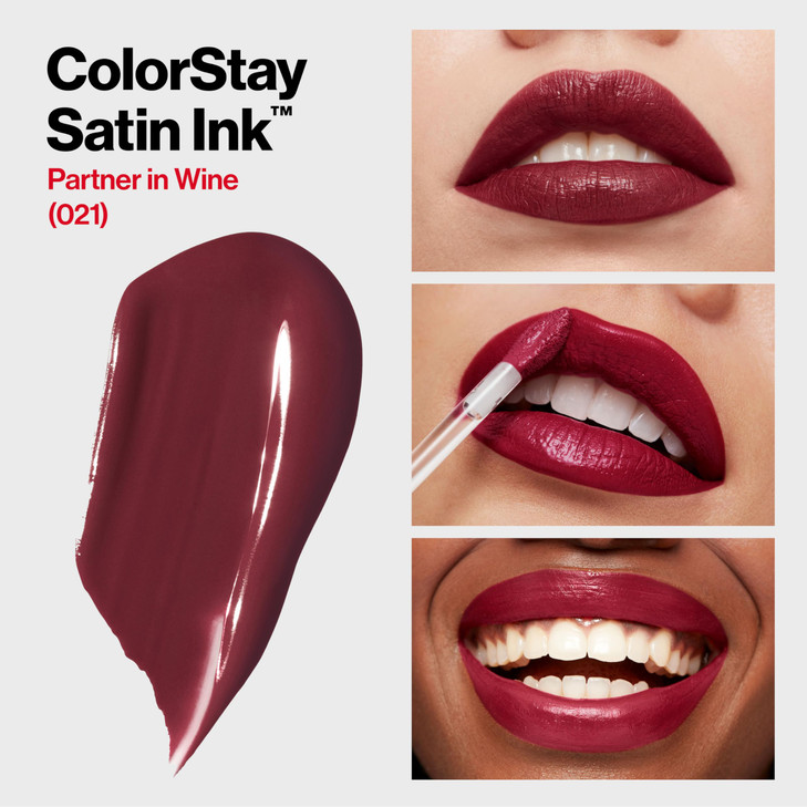 Revlon ColorStay Satin Ink Liquid Lipstick Longwear Rich Lip Colors Formulated with Black Currant Seed Oil 021 Partner i