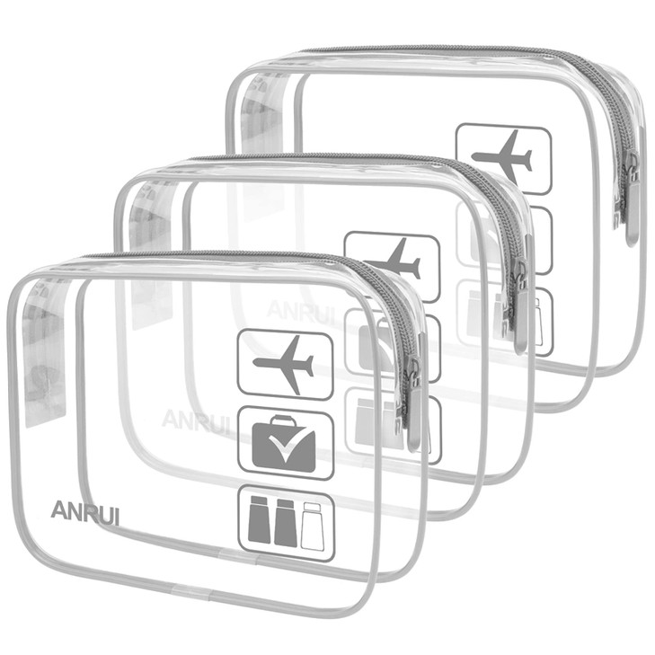 ANRUI TSA Approved Toiletry Bag, Quart Size Travel Toiletry Bags, Clear Toiletry bag Carry On Airport Airline Compliant Bag, Clear Pouch Bag 3 Pack, online at globaldelivered