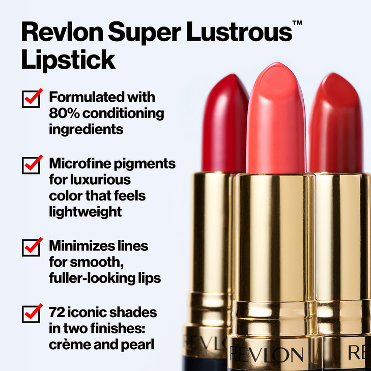 Revlon Super Lustrous Lipstick Creamy Formula For Soft FullerLooking Lips Moisturized Feel 654 Ravish Me Red 015 oz