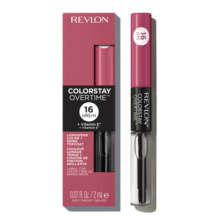 Revlon Liquid Lipstick with Clear Lip Gloss ColorStay Overtime Lipcolor Dual Ended with Vitamin E 005 Infinite Raspberry