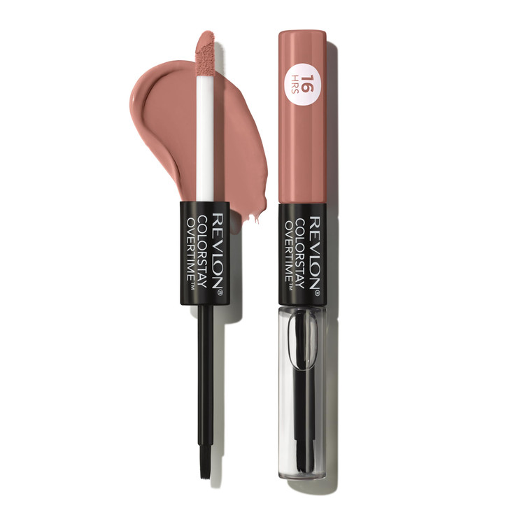 Revlon Liquid Lipstick with Clear Lip Gloss ColorStay Overtime Lipcolor Dual Ended with Vitamin E 540 Unstoppable Nude 0