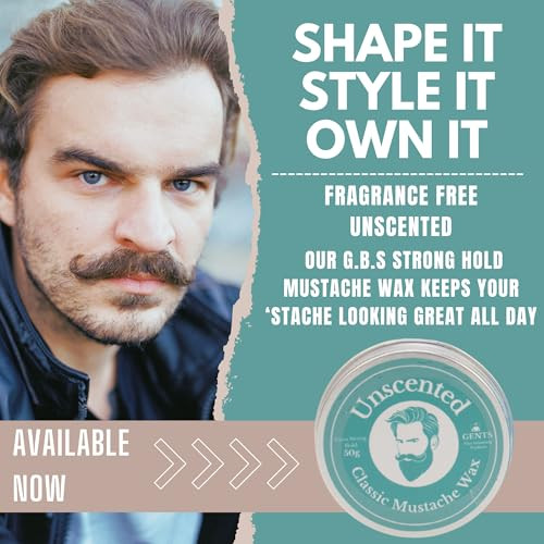 Unscented Mustache Wax Kit  Extra Strong Hold Wax with 5" Tortoise Shell Styling Comb & 7" Coarse/Fine Dressing Comb for Mens Grooming