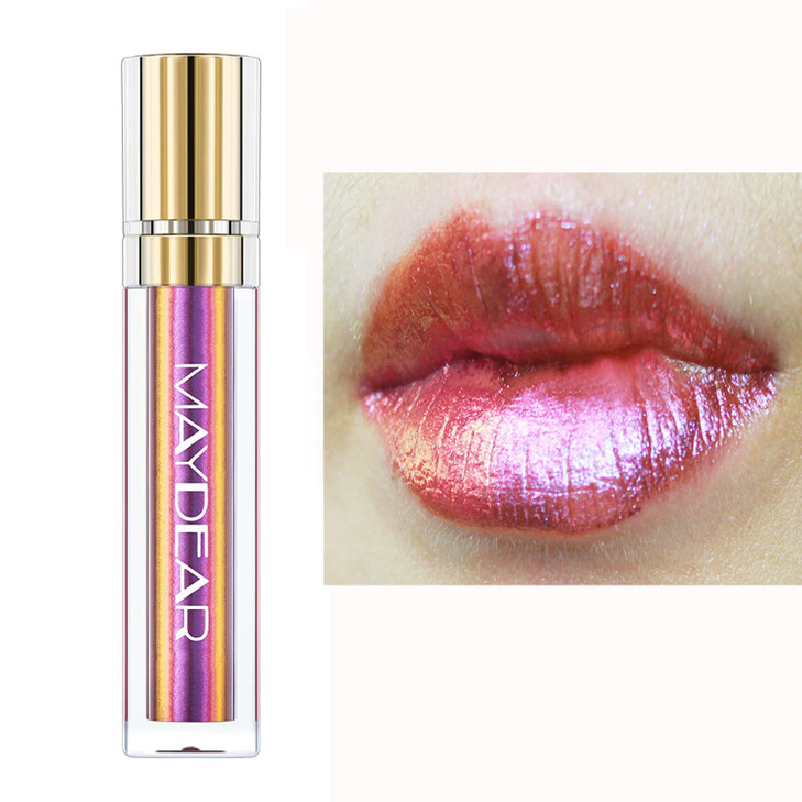 Maydear Chameleon Lipstick High Pigmented Pink Lipstick for Women Metallic Shine Lip Gloss FullCoverage Multichrome Long