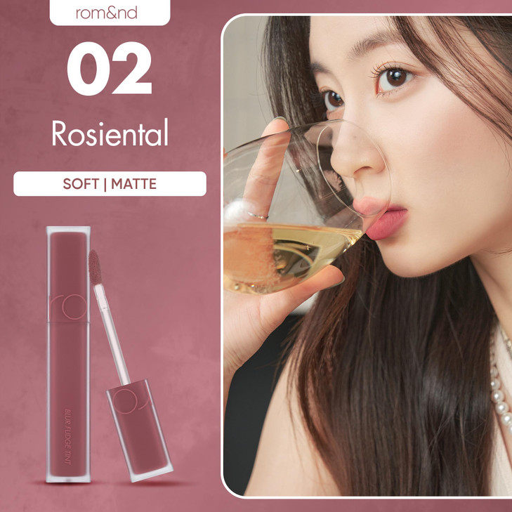 romnd Blur Fudge Lip Tint 02 Rosiental Muted Rosy MLBB Velvet Matte Liquid Lipstick Soft Blurring KBeauty Formula LongLa