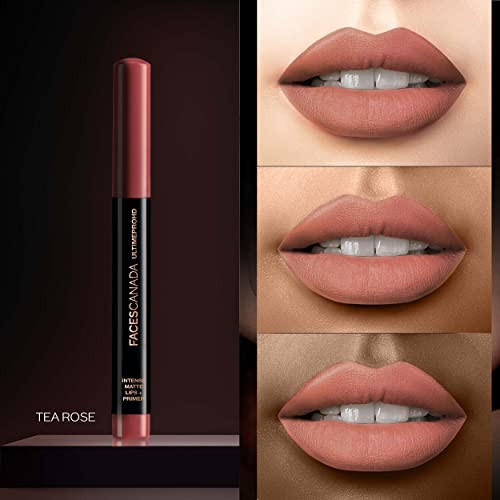 FACESCANADA Ultime Pro HD Intense Matte Lipstick Primer Tea Rose Nude 9 Hour Long Lasting Lip Color Lightweight Smudge P