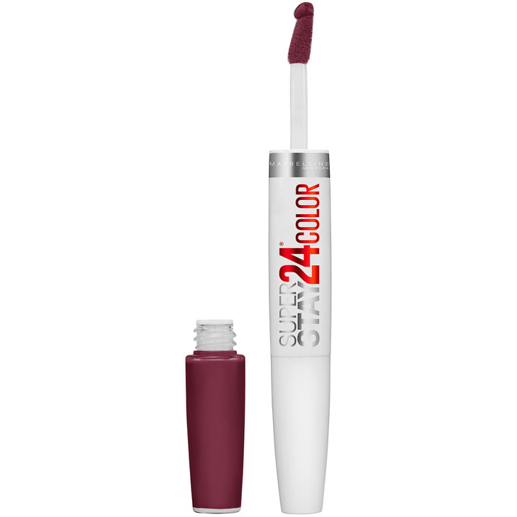 Maybelline Super Stay 24 2Step Liquid Lipstick Makeup Long Lasting Highly Pigmented Color with Moisturizing Balm Merlot