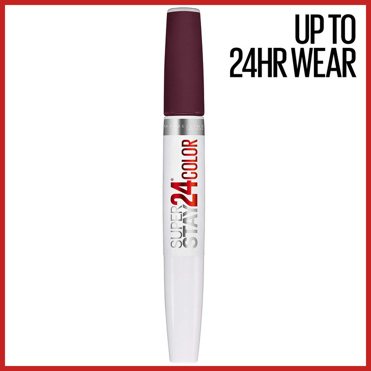 Maybelline Super Stay 24 2Step Liquid Lipstick Makeup Long Lasting Highly Pigmented Color with Moisturizing Balm Merlot
