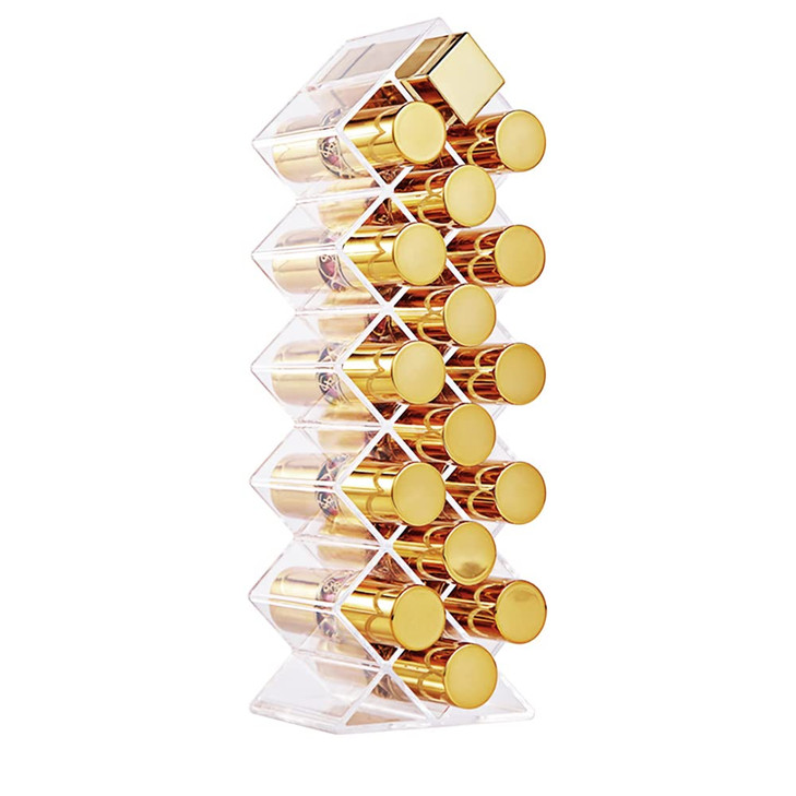 YIEZI Lipstick Holder Organizer 48 Spaces Acrylic Stackable Fish Shape Lipstick Tower Lip Gloss Storage Stand Perfect fo