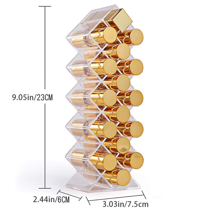 YIEZI Lipstick Holder Organizer 48 Spaces Acrylic Stackable Fish Shape Lipstick Tower Lip Gloss Storage Stand Perfect fo