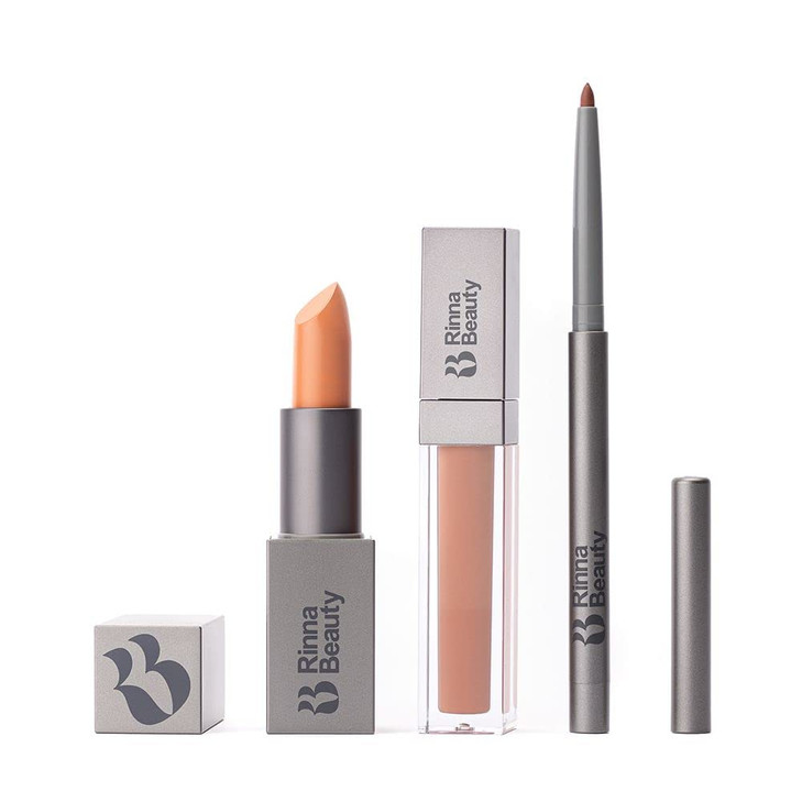 Rinna Beauty Icon Lip Kit Legends Only Allinone Lip Kit Includes Lipstick Lip Gloss and Lip Liner NUDE PEACH look Vegan