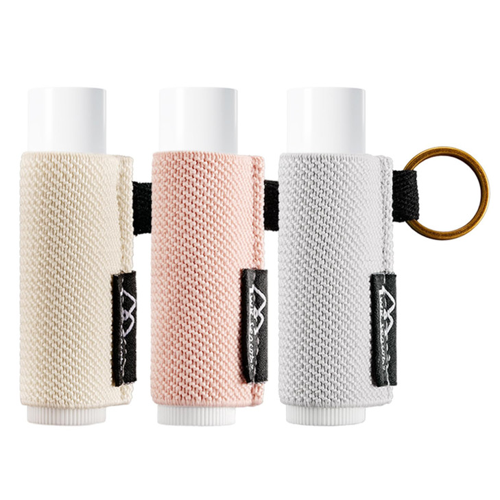 WK IEASON Lip Balm Holder Keychain Clip On LipstickChapstick Sleeve TightKnit and Elastic PinkLight beigeGrey