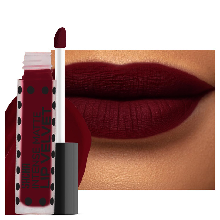 Sacha Cosmetics Intense Matte Lip Velvet Liquid Lipstick LongLasting Velvet Matte Finish 02 floz Are You Reddy