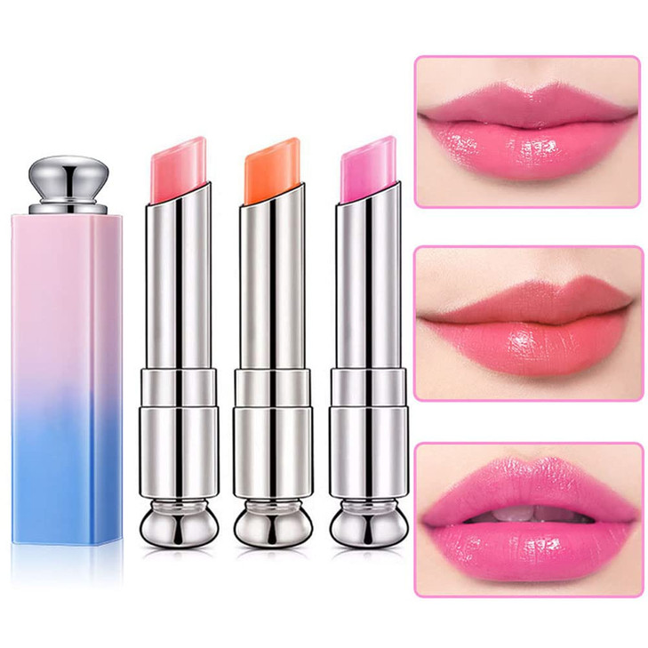BINGBRUSH 3 Pcs Color Changing Change Lip BalmKorean Magic Lipstick Color Change Changing Lip Tint Tinted Stain Gloss Ba