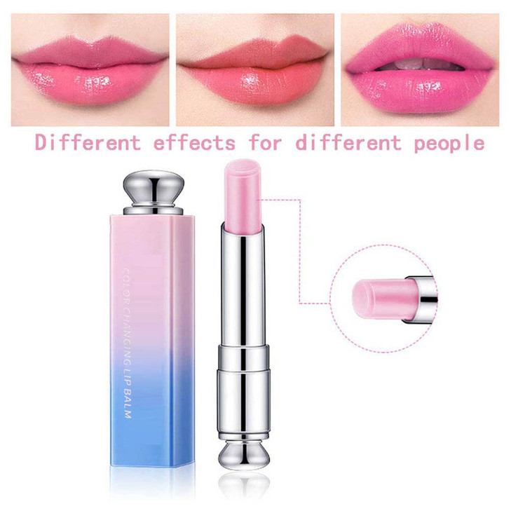 evpct 3Pcs Peach Strawberry Orange Color Changing Change Lipstick Lip Balm Set for Women Korean Magic Lipstick Color Cha