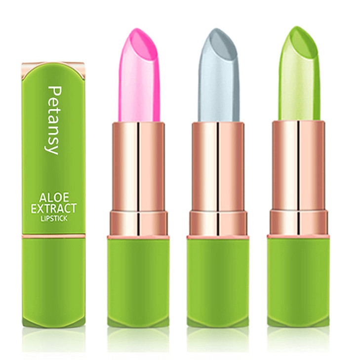 Petansy 3 Packs Aloe Vera Lipstick Lips Moisturizer Long Lasting Nutritious Lip Balm Magic Temperature Color Change Lip