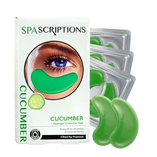 SpaScriptions Hydrogel Cucumber Under Eye Patches - Cooling Hydrating Eye Masks for Dark Circles, Puffiness and Wrinkles, Depuffing Gel Eye Pads for