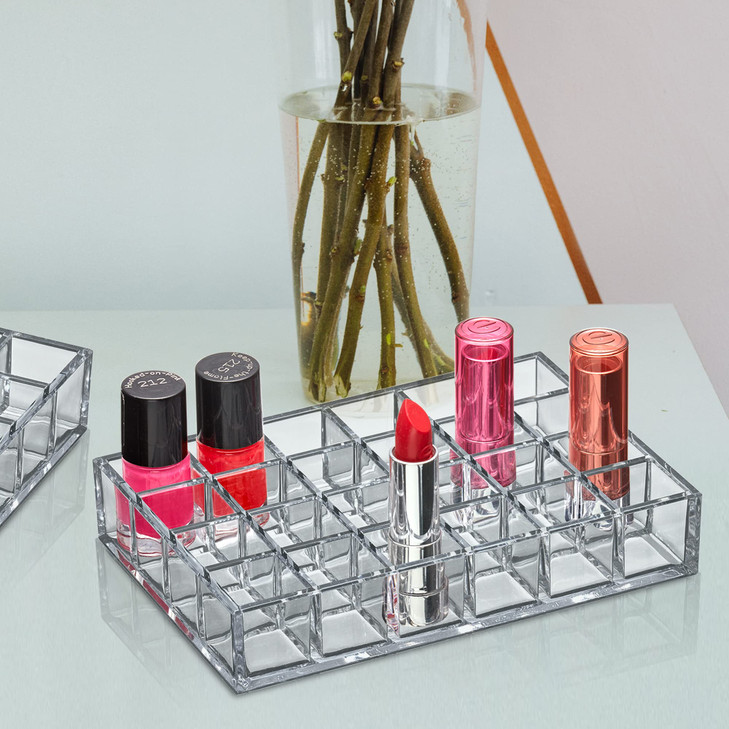 Amazing Abby Allure 2Pack 24Slot Acrylic Lipstick Organizer Lipstick Holder Lip Gloss Holder Cosmetic Storage Display Pe