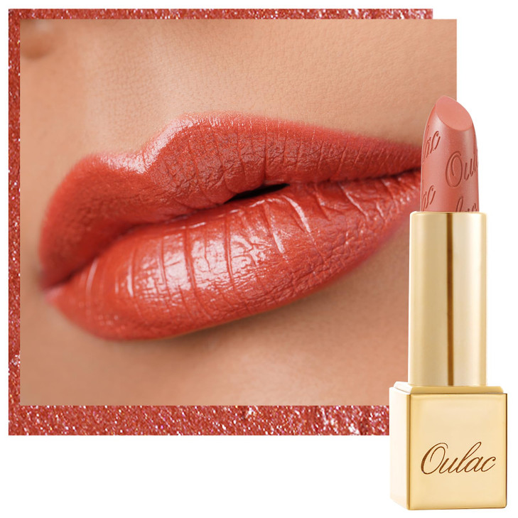 Oulac Coral Orange Lipstick for Women with Metallic 3D Shine Lightweight Hydrating Formula High Impact Lip Color Vegan B