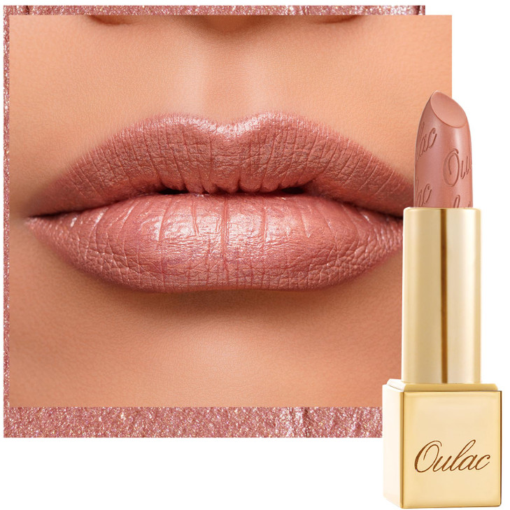 Oulac Nude Lipstick for Women with Metallic 3D Shine Lightweight Hydrating Formula High Impact Lip Color Vegan Beauty Fu