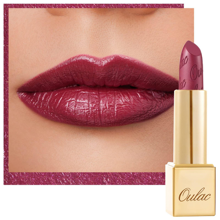 Oulac Burgundy Lipstick for Women with Metallic 3D Shine Lightweight Hydrating Formula High Impact Lip Color Vegan Beaut