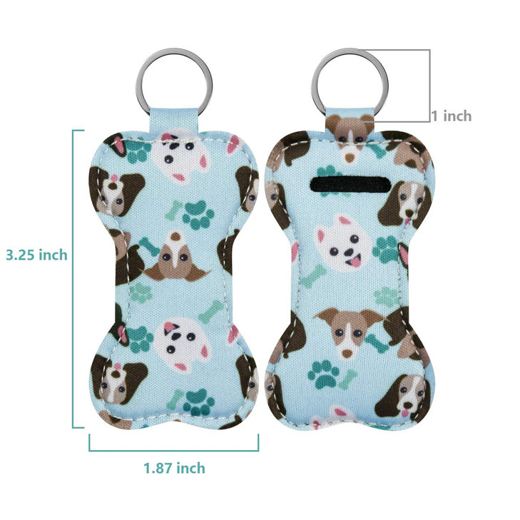 Beautyflier Neoprene Lip Balm Lipstick Keychain Holder Dog Pattern