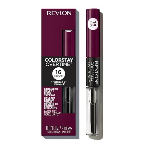 Revlon Liquid Lipstick with Clear Lip Gloss ColorStay Overtime Lipcolor Dual Ended with Vitamin E 500 Limitless Black Ch