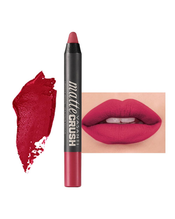 VASANTI Matte Crush Lipstick Pencil Dozen Roses Rose Berry Smooth Longwearing Velvety Matte Lipstick Pencil Water resisi