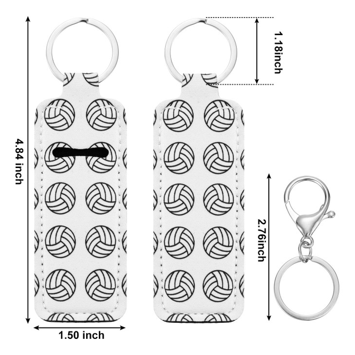 Patelai 16 Pcs Volleyball Lipstick Holder Keychains Balm Holder Lanyard Pouch with Clip for Volleyball Valentines Day Gi