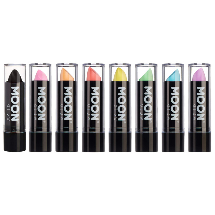 Moon Glow Blacklight Neon UV Lipstick 016oz Pastel Set of 8 colors Glows brightly under BlacklightsUV Lighting