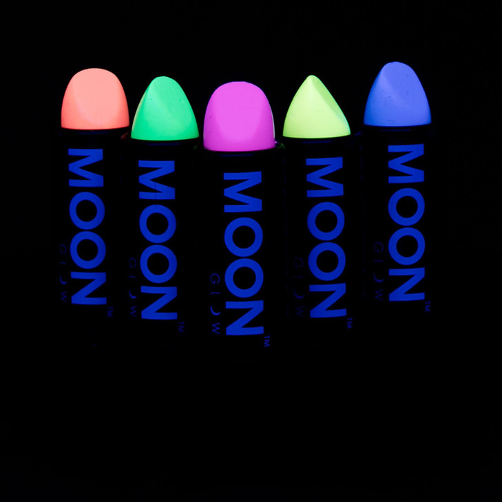 Moon Glow Blacklight Neon UV Lipstick 016oz Pastel Set of 5 colors Glows brightly under BlacklightsUV Lighting