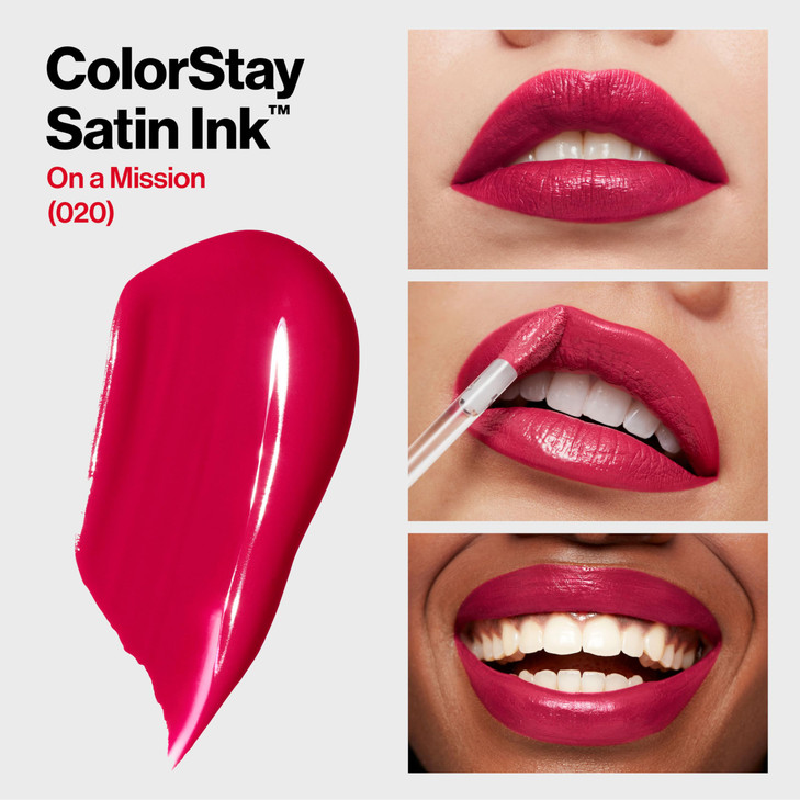 Revlon ColorStay Satin Ink Liquid Lipstick Longwear Rich Lip Colors Formulated with Black Currant Seed Oil 020 On a Miss