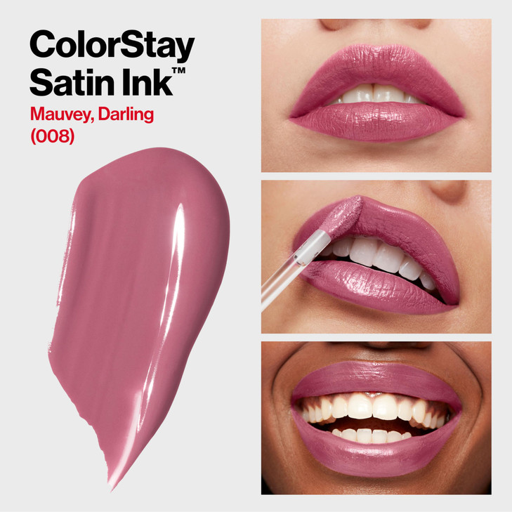 Revlon ColorStay Satin Ink Liquid Lipstick Longwear Rich Lip Colors Formulated with Black Currant Seed Oil 008 Mauvey Da