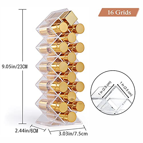 YIEZI Lipstick Holder Organizer 32 Spaces Acrylic Stackable Fish Shape Lipstick Tower Lip Gloss Storage Stand for 32 Lip