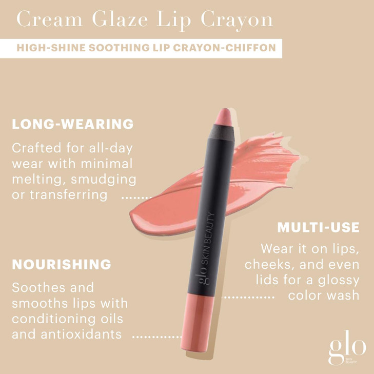 Glo Skin Beauty Cream Glaze Lip Crayon High Shine Lip Color with Intense Saturation and Impressive Staying Power Chiffon