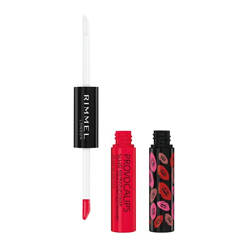 Rimmel London Provocalips 16hr KissProof Lip Color TwoStep Liquid Lipstick to Lock in Color and Shine 500 Kiss Me You Fo