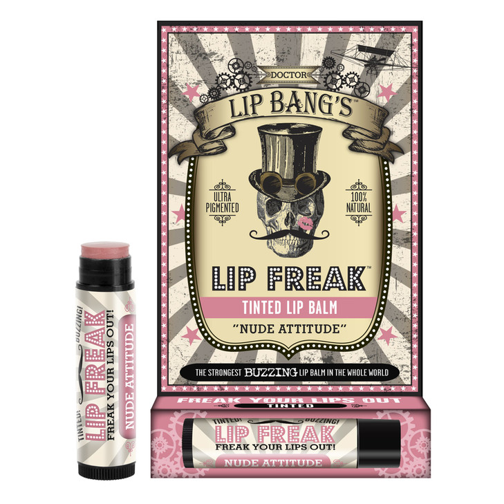 Doctor Lip Bangs BUZZING Lip Balm Lip Freak 100 All Natural Cruelty Free Tinted Nude Attitude