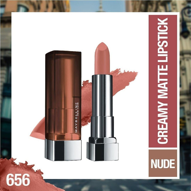 Maybelline Color Sensational Lipstick Lip Makeup Matte Finish Hydrating Lipstick Nude Pink Red Plum Lip Color Clay Crush
