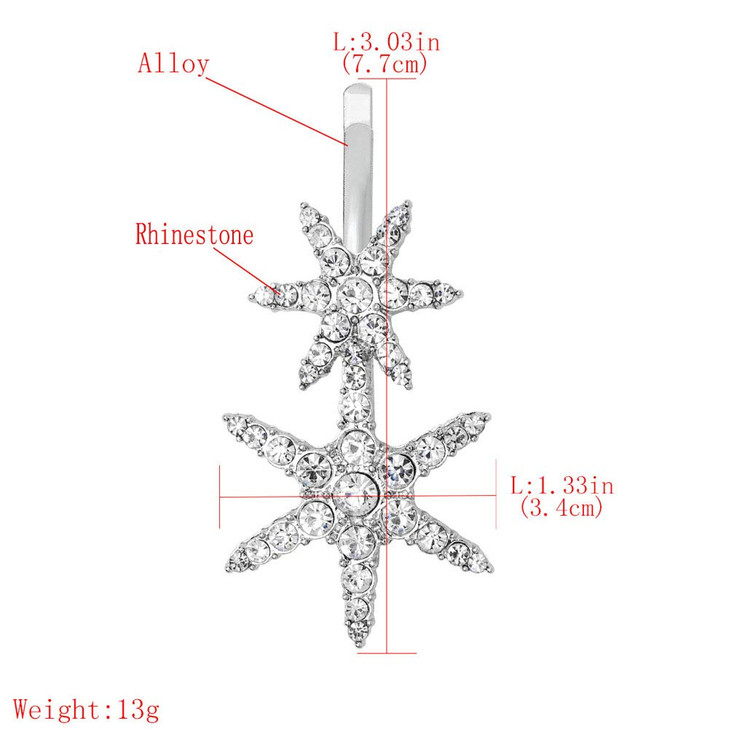 Rhinestone Alloy Barrettes Bobby Pins - Numblartd 2Pcs Women Lady Fashion Star Hair Clip Hairpin Side Clip Hair Accessories for Wedding Bridal Hair S online at globaldelivered