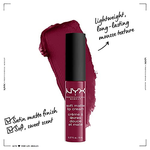 NYX PROFESSIONAL MAKEUP Soft Matte Lip Cream Lightweight Liquid Lipstick Copenhagen Matte Rich Plum