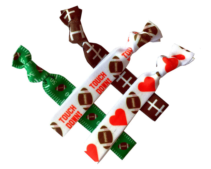 Football Hair Ties - 8 piece - Football Hair Accessories - Football Cheer Bow Gift Set - Football Gift - Sports Bow Gifts - Girls Hair Bow