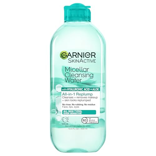 Garnier Micellar Water with Hyaluronic Acid Facial Cleanser Makeup Remover Hydrating and Plumping For All Skin Types Veg