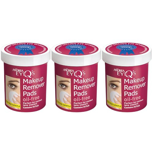 Andrea Eye Qs Oilfree Eye Makeup Remover Pads 65Count Pack of 3