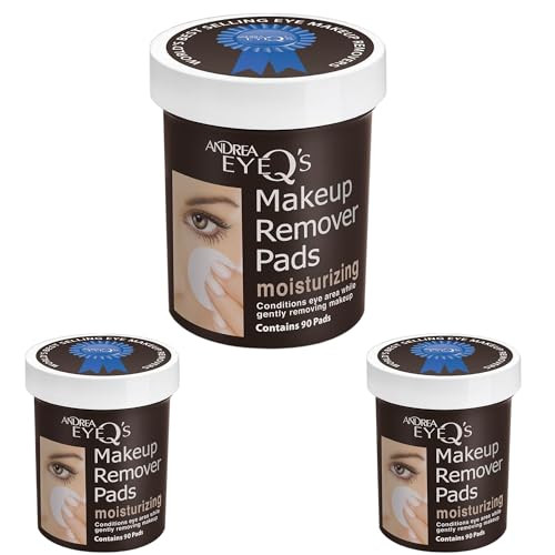 Andrea Eye Qs Moisturizing Eye Makeup Remover Pads 90Count Pack of 3