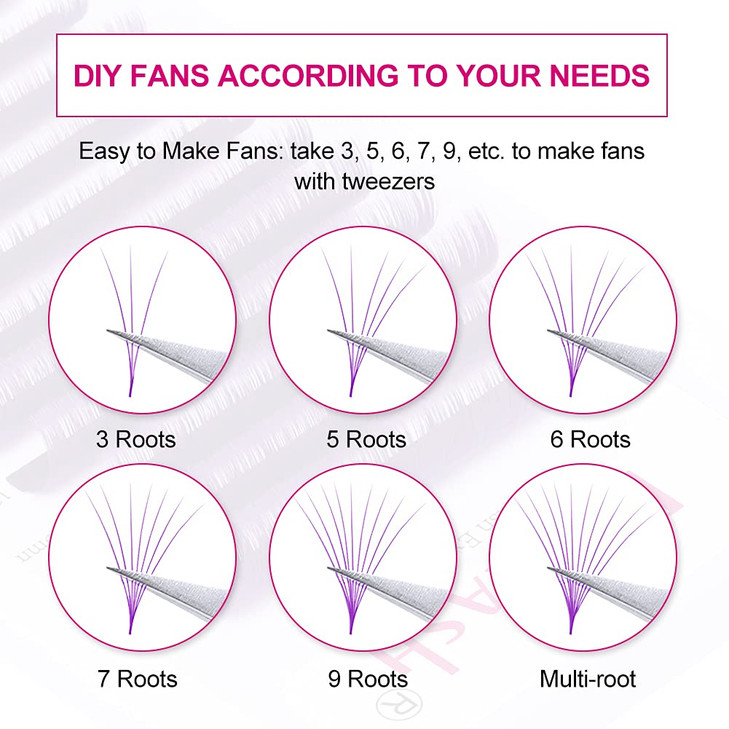 Easy Fan Volume Lashes D Curl Mixed Tray Purple Volume Eyelash Extensions 8-14mm Rapid Blooming Lash Extension Supplies by FADLASH (Purple 0.07-D-Mix online at globaldelivered