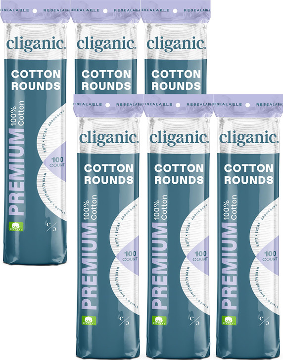 Cliganic Premium Cotton Rounds for Face 600 Count Makeup Remover Pads Hypoallergenic LintFree 100 Pure