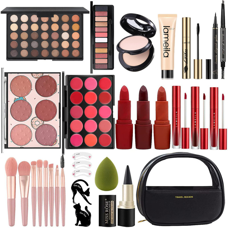 MISS ROSE M All In One Full Makeup KitMultipurpose Womens Makeup SetsBeginners and Professionals AlikeEasy to Carry Blac